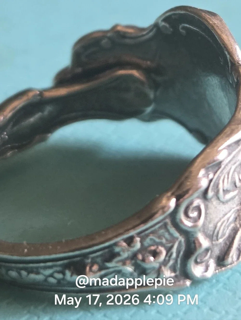 Vintage Sterling Silver Goddess Woman Nude Muse Nymph Spoon Ring #126 - Picture 9 of 15